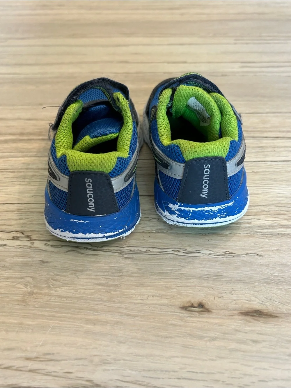 Saucony Kids Blue and Green Hook-and-Loop Athletic Sneakers